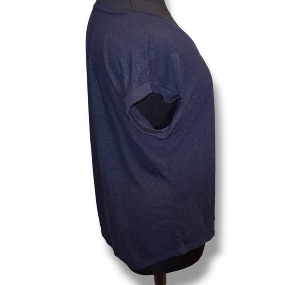 TALBOTS DROP SHOULDER V-NECK TEE - Plus 1X Indigo Blue - Picture 5 of 12